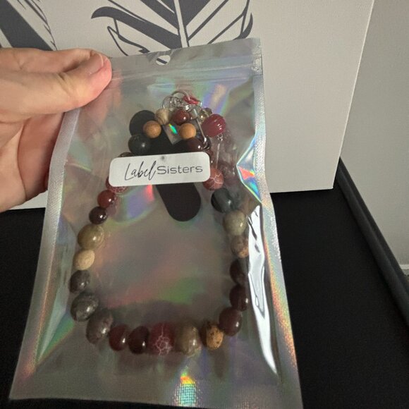 BUNDLE - Real Stone Cell Phone Bracelets/Purse Jewelry WITH ROOTS Edie Grey Bag - Picture 4 of 13